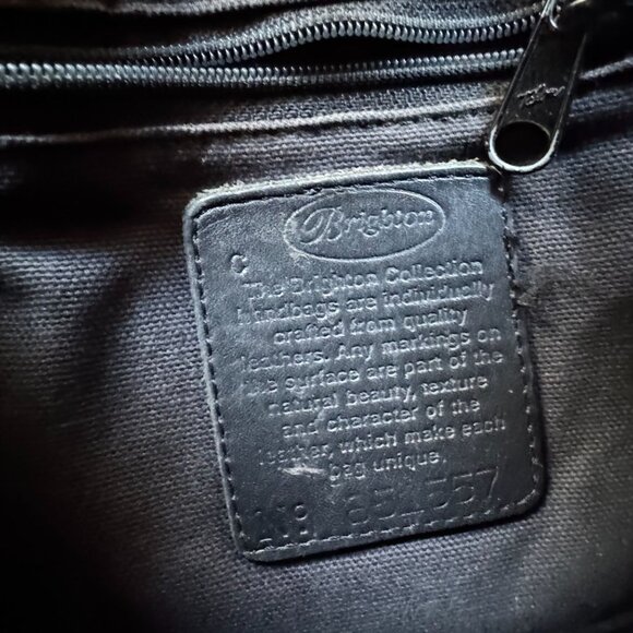 Vintage Brighton Black Brown Croc Embossed Structured Double Strap Shoulder Bag - Picture 16 of 16